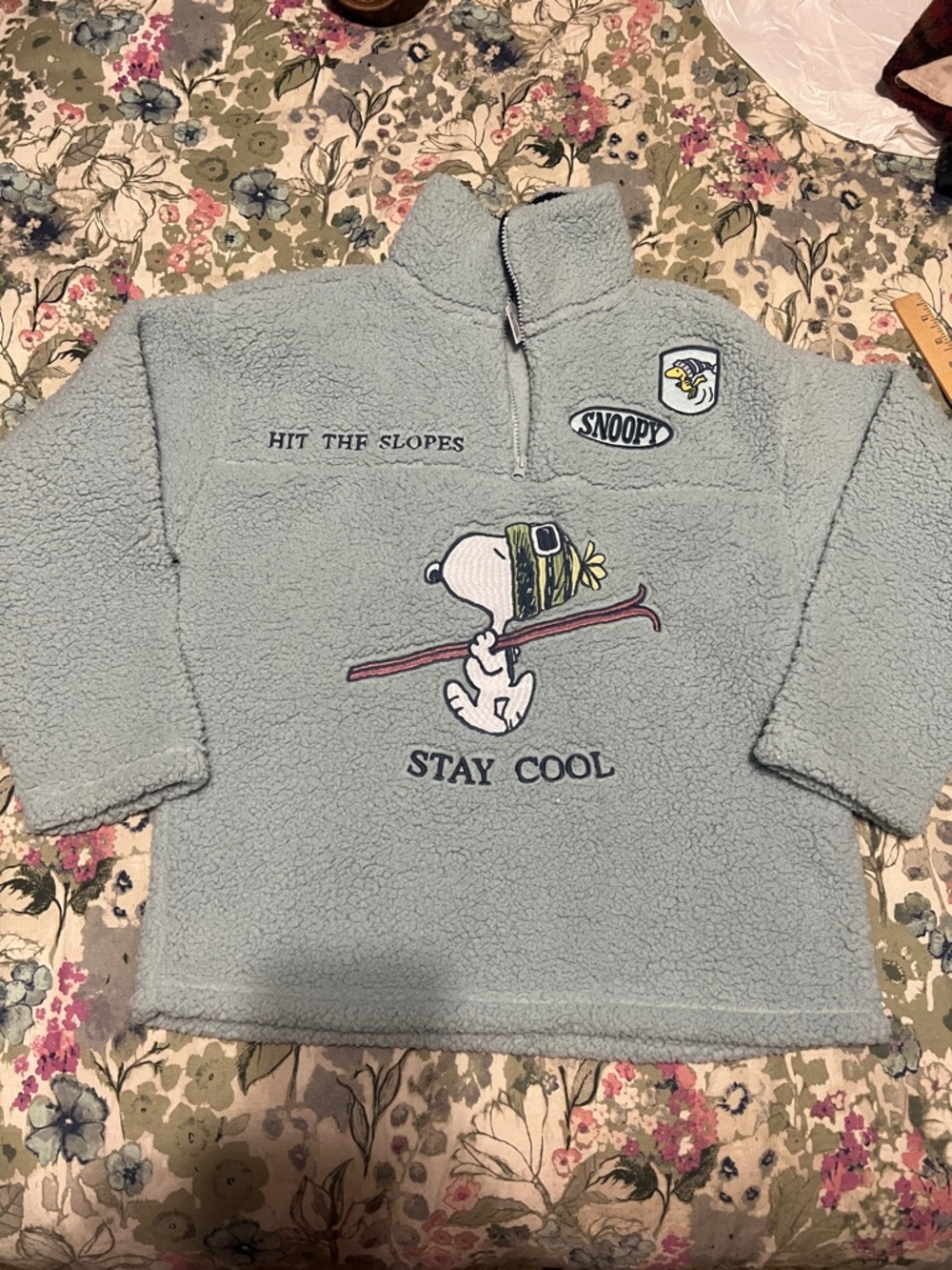 Peanuts Light Blue Snoopy 'Stay Cool' Sherpa Pullover